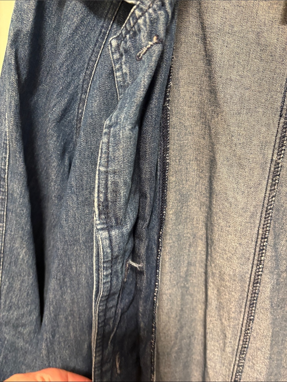 Vintage Long Blue Denim Duster Trench Coat Medium - Picture 6 of 10